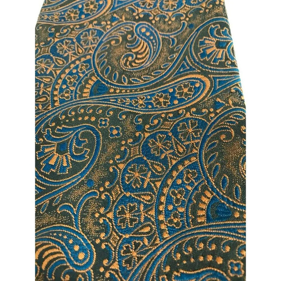 Vintage Superba Dacron Polyester Brown Blue Paisley Classic Men's Neck Tie - Picture 2 of 4